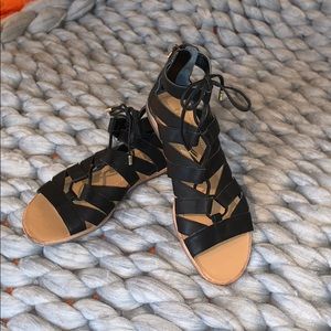 Black Strap Flat Sandals